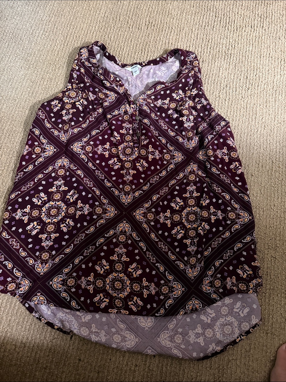 Sonoma Purple Paisley Print Tank Top